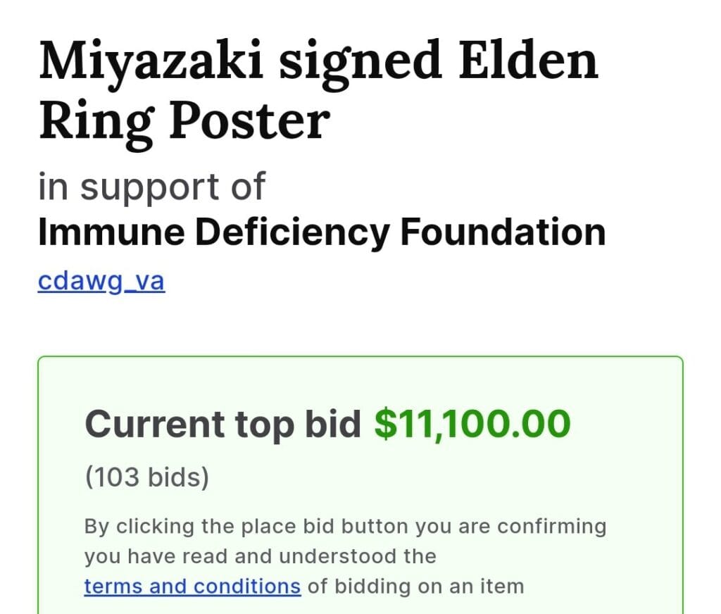 Elden Ring - Pôster assinado por Miyazaki está a venda em leilão beneficente 2 Elden Ring - Pôster assinado por Miyazaki está a venda em leilão beneficente