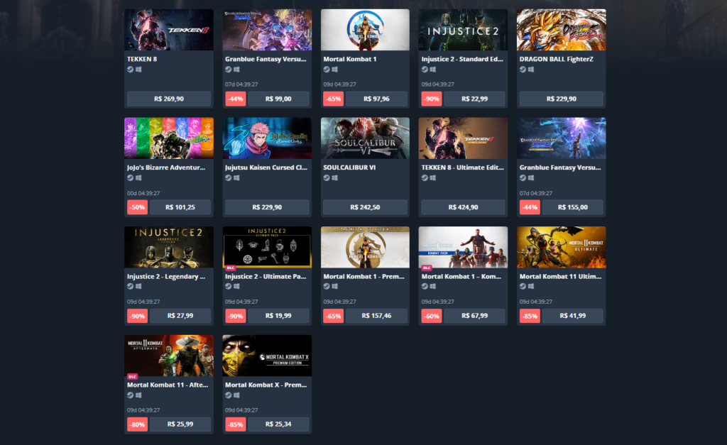 Descontos em jogos de luta da EVO