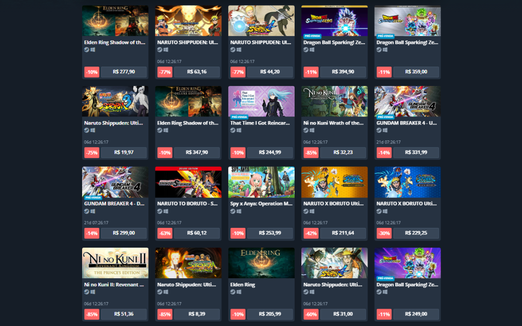 Desconto de 85% em Jogos Bandai Namco na Nuuvem