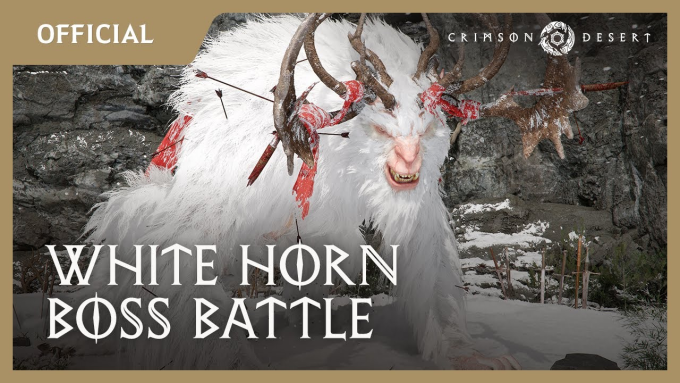 Crimson Desert ganha trailer de batalha contra chefe Chifre Branco