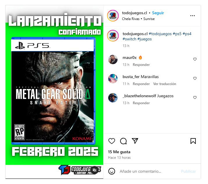 Metal Gear Solid 3 em Fevereiro de 2025