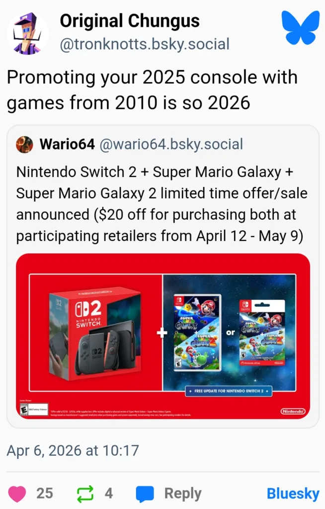 Nintendo Switch 2 com Bundle Super Mario Galaxy em Promoção com Desconto de $20 3 Nintendo Switch 2 com Bundle Super Mario Galaxy em Promoção com Desconto de $20 2