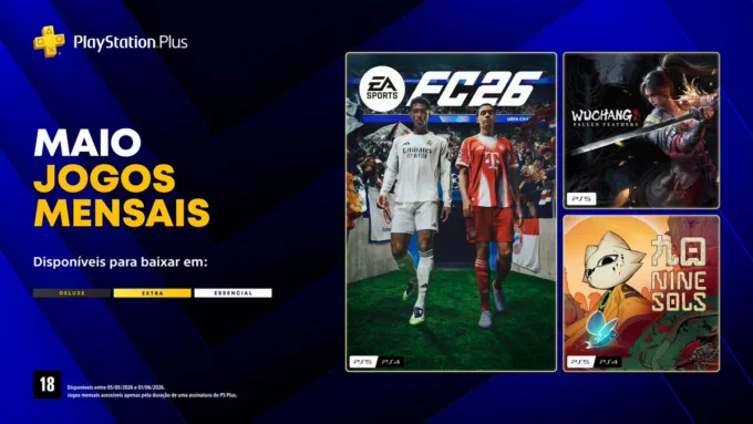 PS Plus de Maio 2026: EA Sports FC 26 e Wuchang Confirmados