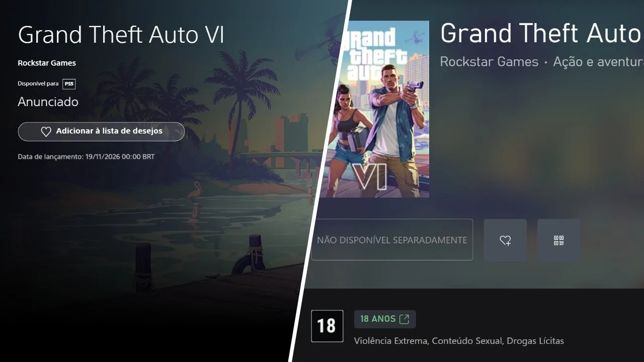 GTA 6 disponível na PS Store e Microsoft Store