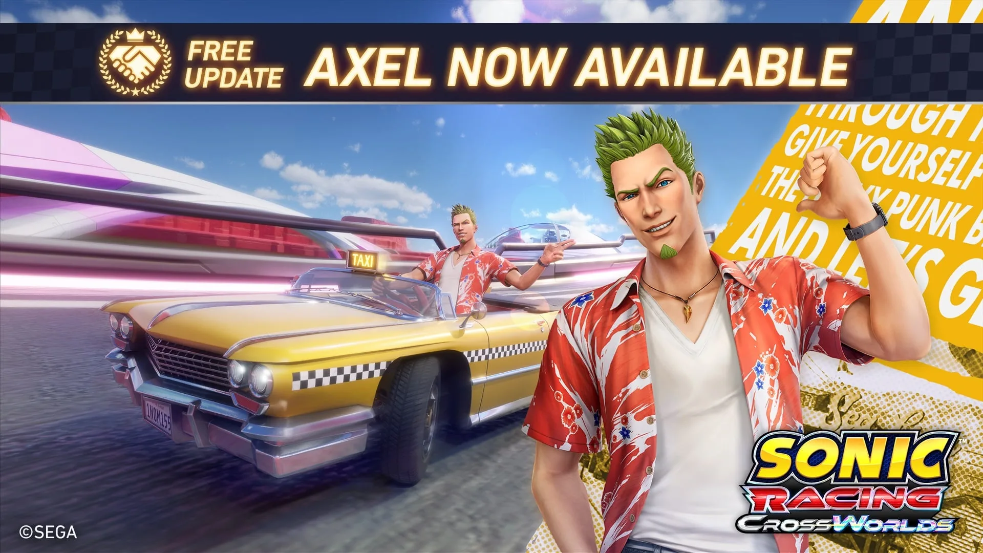 Axel de Crazy Taxi chega com tudo em nova atualização de Sonic Racing CrossWorlds - QTU Questões do Universo